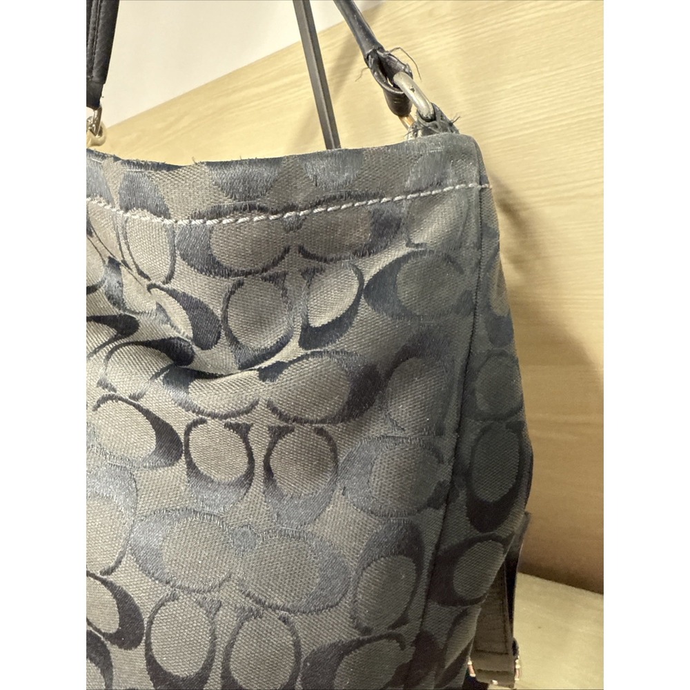 COACH Authentic Black & Silver Monogram Handbag‎ Satchel Purse 23279 Slouchy - Picture 5 of 12